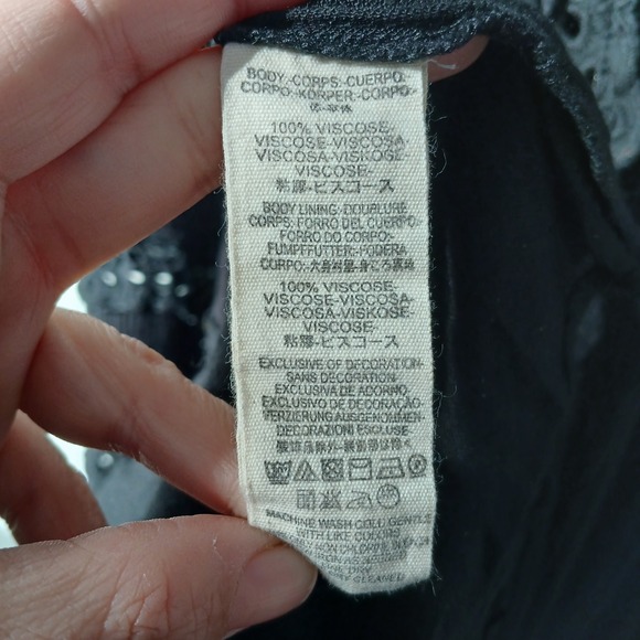 Free People Size Small‎ Snow Angel Mini Dress Black Long Sleeve Bohemian Slip - Picture 10 of 13